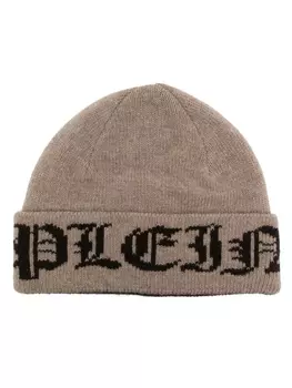 Philipp Plein шерстяная шапка бини Gothic Plein, нейтральный цвет
