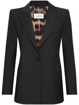 Philipp Plein шерстяной блейзер с декором Skull, черный