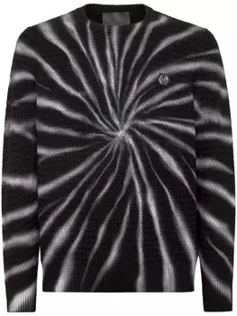 Philipp Plein шерстяной джемпер с принтом тай-дай, черный