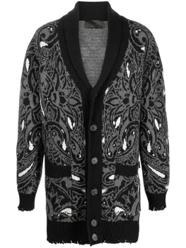 Philipp Plein шерстяной кардиган с узором пейсли, черный