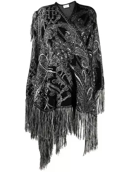 Philipp Plein шерстяной кейп с узором пейсли, черный