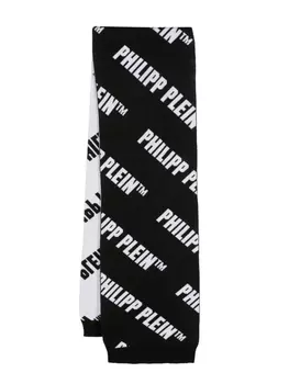 Philipp Plein шерстяной шарф с логотипом, черный