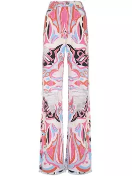 Philipp Plein широкие джинсы Colorful Circus с завышенной талией, белый