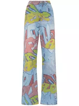 Philipp Plein широкие джинсы Palace Fit Bombing с завышенной талией, синий