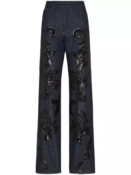 Philipp Plein широкие джинсы с пайетками, черный