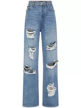 Philipp Plein широкие джинсы Skater с завышенной талией, синий