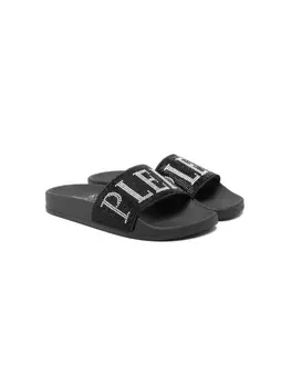 Philipp Plein шлепанцы с кристаллами, черный