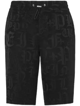 Philipp Plein шорты-бермуды с монограммой, черный