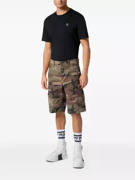 Philipp Plein шорты карго с заклепками, коричневый