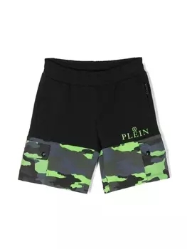 Philipp Plein шорты Plein с камуфляжным принтом, черный