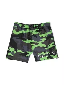 Philipp Plein шорты с графичным принтом, зеленый