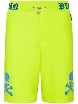 Philipp Plein шорты Skull&Bones с вышитым логотипом, желтый