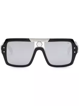 Philipp Plein солнцезащитные очки Square с логотипом, черный