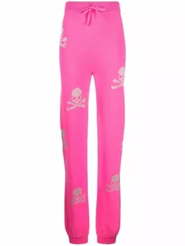 Philipp Plein спортивные брюки с декором Skull, розовый