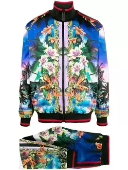 Philipp Plein спортивные брюки с графичным принтом, синий