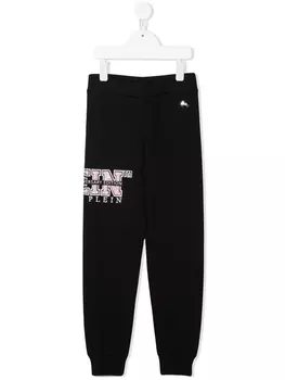 Philipp Plein спортивные брюки с логотипом и стразами, черный