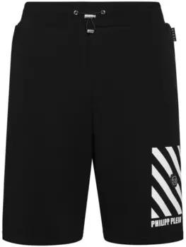 Philipp Plein спортивные шорты с декором Stripe, черный