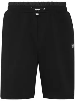 Philipp Plein спортивные шорты с кулиской и нашивкой-логотипом, черный