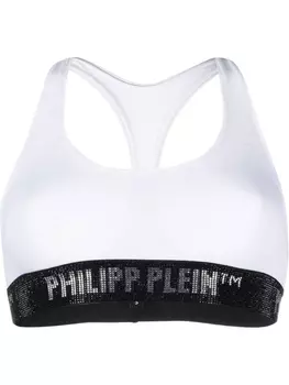 Philipp Plein спортивный бюстгальтер с логотипом, белый