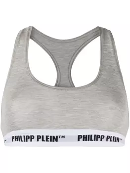 Philipp Plein спортивный бюстгальтер с логотипом, серый