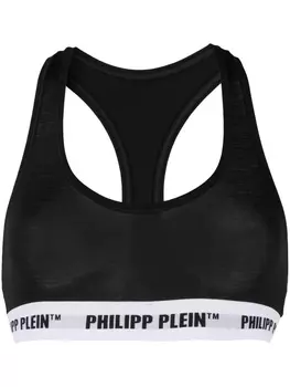 Philipp Plein спортивный бюстгальтер с логотипом, черный