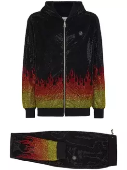 Philipp Plein спортивный костюм Crystals Flame с капюшоном, черный