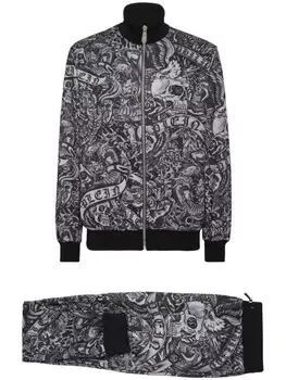 Philipp Plein спортивный костюм с принтом Tattoo, черный