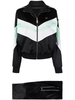 Philipp Plein спортивный костюм в полоску с вышитым логотипом, черный