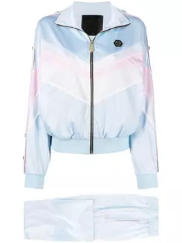 Philipp Plein спортивный костюм в полоску с вышитым логотипом, синий