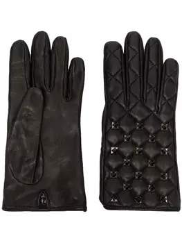 Philipp Plein стеганые перчатки с заклепками, черный