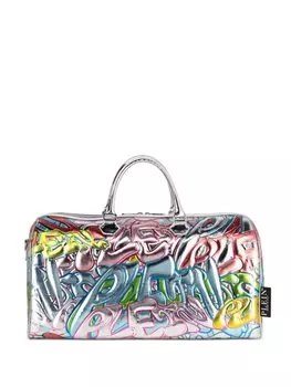 Philipp Plein сумка-тоут Graffiti с зеркальным эффектом, серебристый