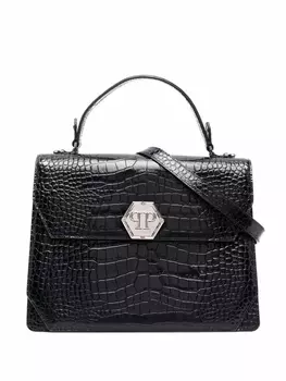 Philipp Plein сумка-тоут с тисненым логотипом, черный