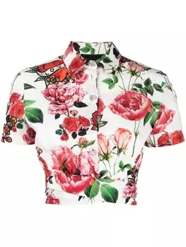 Philipp Plein tie detail cropped shirt, белый