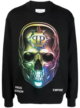 Philipp Plein толстовка Chrome с принтом Skull, черный