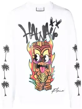 Philipp Plein толстовка LS Hawaii с принтом, белый