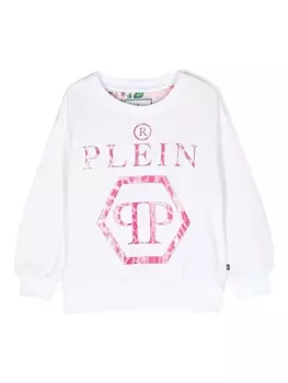 Philipp Plein толстовка с длинными рукавами и логотипом, белый