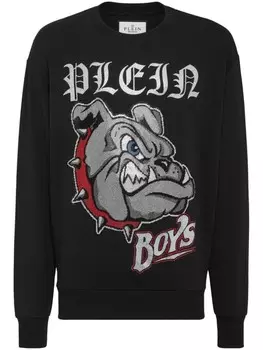Philipp Plein толстовка с графичным принтом и стразами, черный