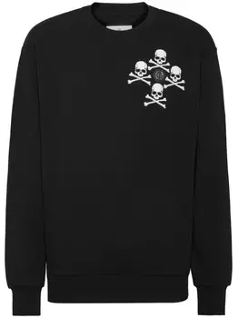 Philipp Plein толстовка с изображением черепа и костей, черный