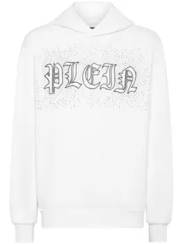 Philipp Plein толстовка с капюшоном и принтом логотипа, белый