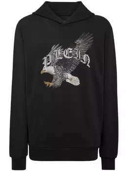 Philipp Plein толстовка с капюшоном и принтом орла, черный
