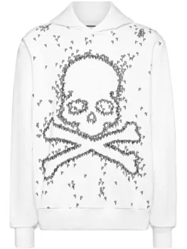 Philipp Plein толстовка с капюшоном и принтом черепа, белый