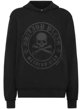 Philipp Plein толстовка с капюшоном с готическим принтом, черный