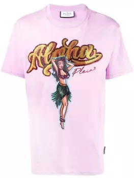 Philipp Plein толстовка с кристаллами и графичным принтом, фиолетовый