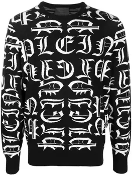 Philipp Plein толстовка с круглым вырезом и вышитым логотипом, черный
