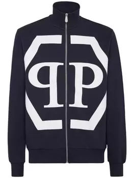 Philipp Plein толстовка с логотипом Hexagon, синий