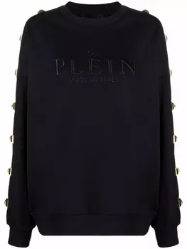 Philipp Plein толстовка с вышитым логотипом и заклепками, черный