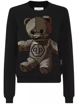 Philipp Plein толстовка Teddy Bear с кристаллами, черный