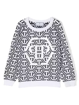 Philipp Plein толстовка вязки интарсия с логотипом, черный