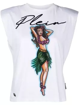 Philipp Plein топ Hawaii с логотипом, белый