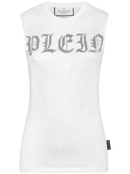 Philipp Plein топ с кристаллами, белый